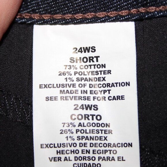 JMS Short Sz 24WS x 28 Dark Blue Denim Pockets Straight Cotton Poly Jeans - Picture 11 of 16